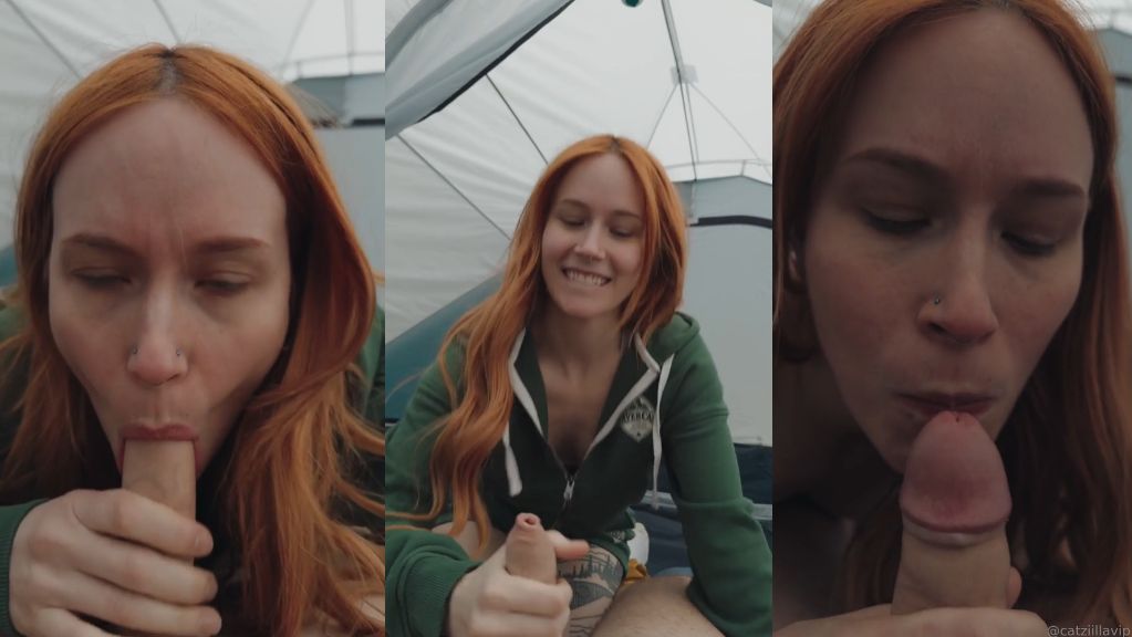 Catziilla Gives POV Blowjob In The Tent After Hiking Until CIM Onlyfans Video Leaked